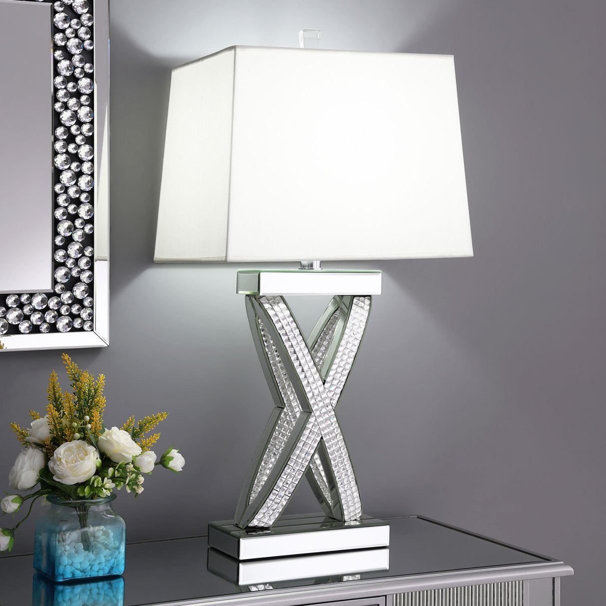 Coaster Dominick 31-inch Tapered Mirrored Acrylic Table Lamp Silver