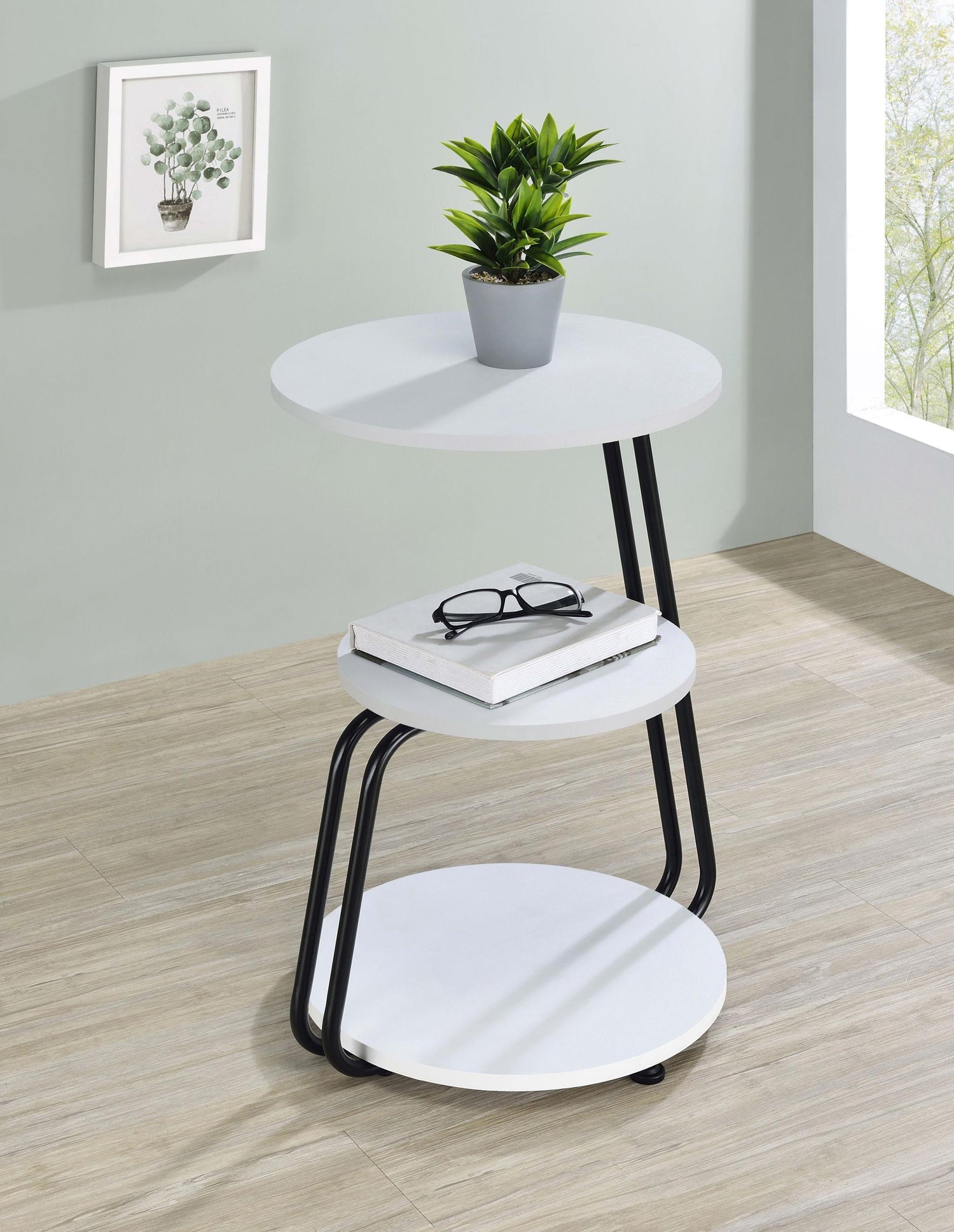 Coaster Hilly 3-tier Round Accent Side Table White and Black