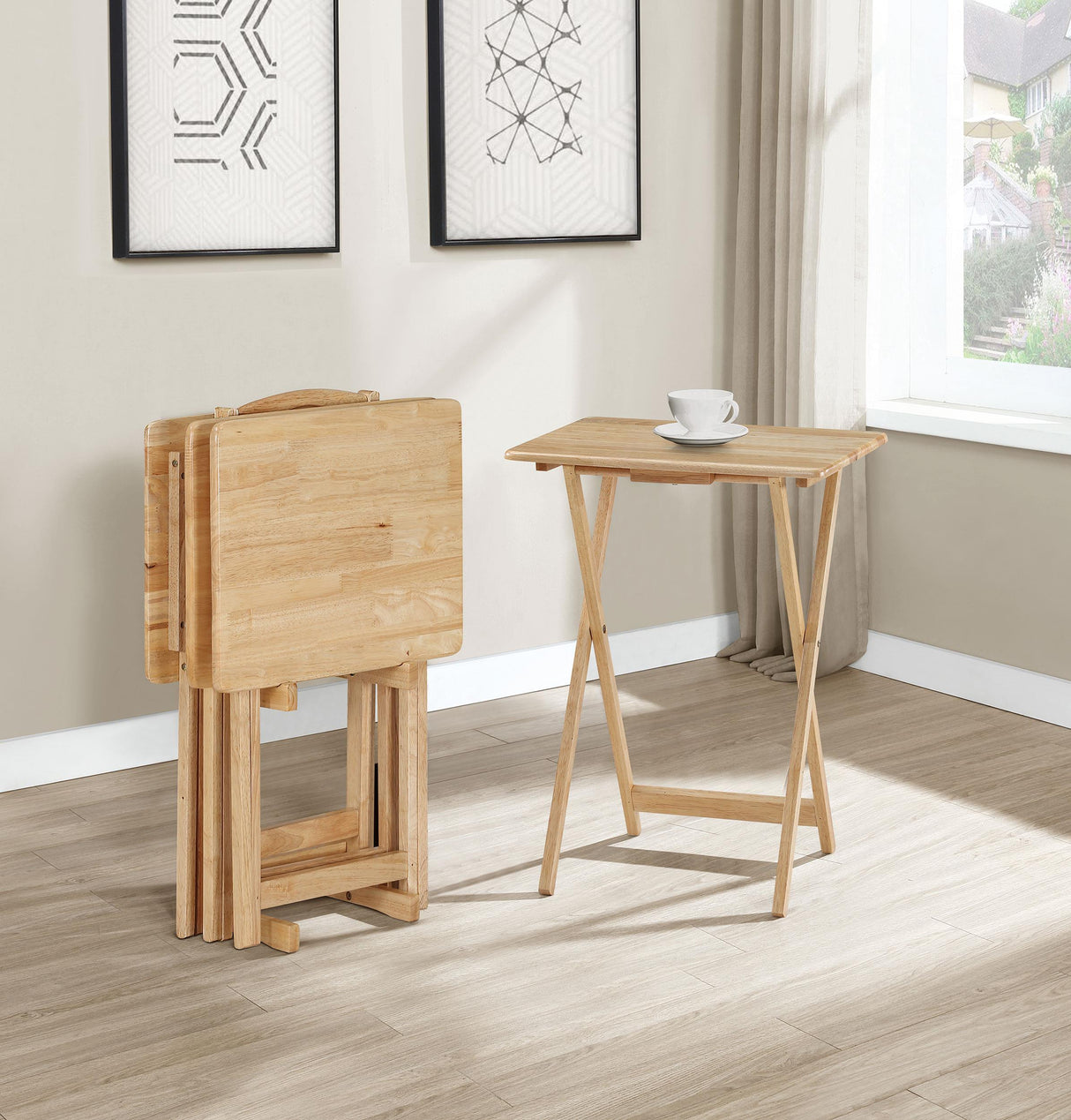 Coaster Donna 4-piece TV Tray Table Set with Stand Natural