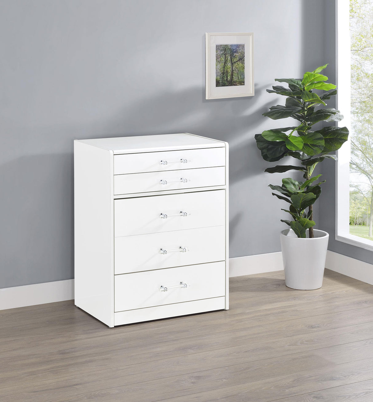 Coaster Danbury 3-drawer Makeup Vanity & Stool Set White High Gloss
