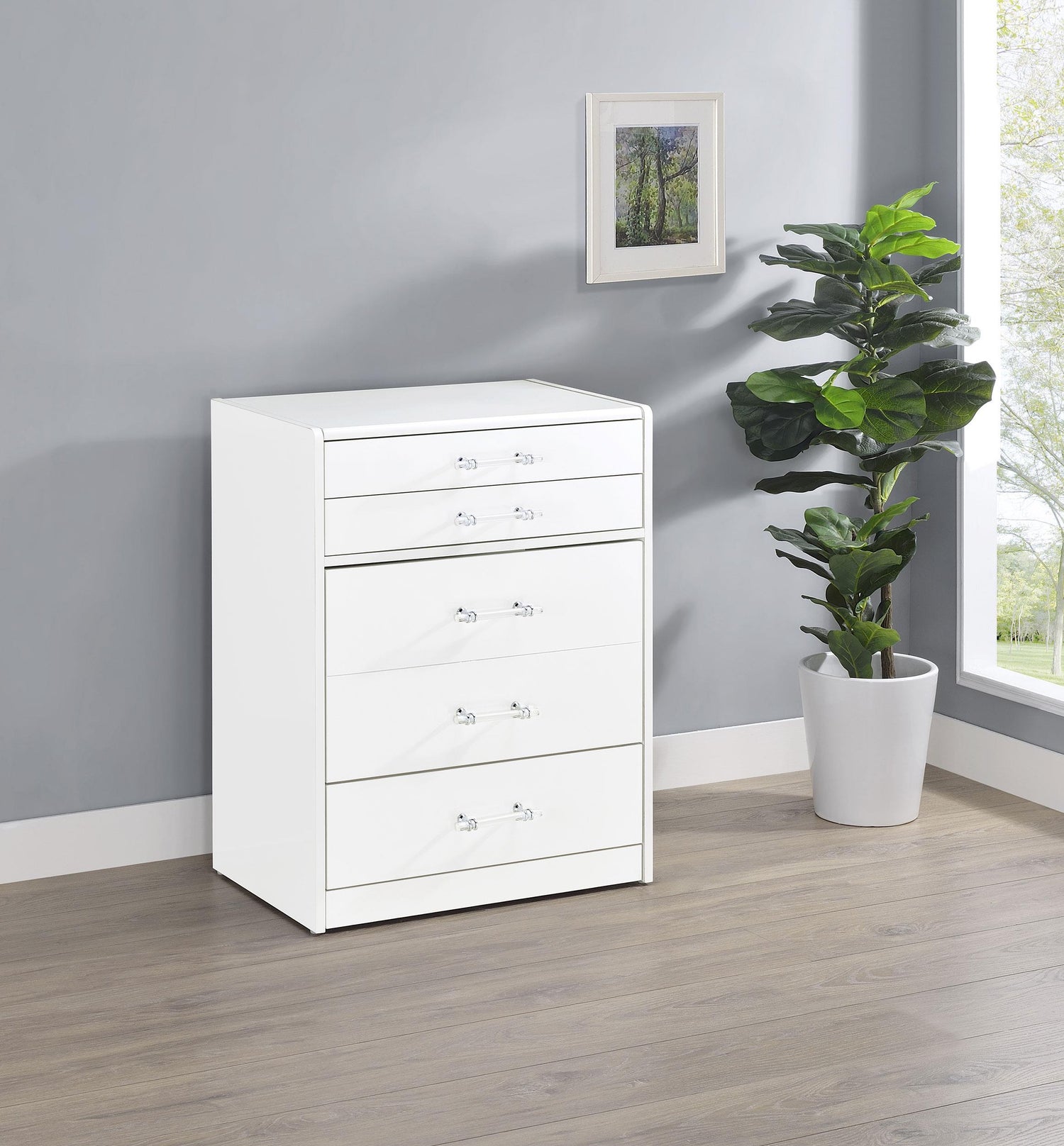 Coaster Danbury 3-drawer Makeup Vanity & Stool Set White High Gloss