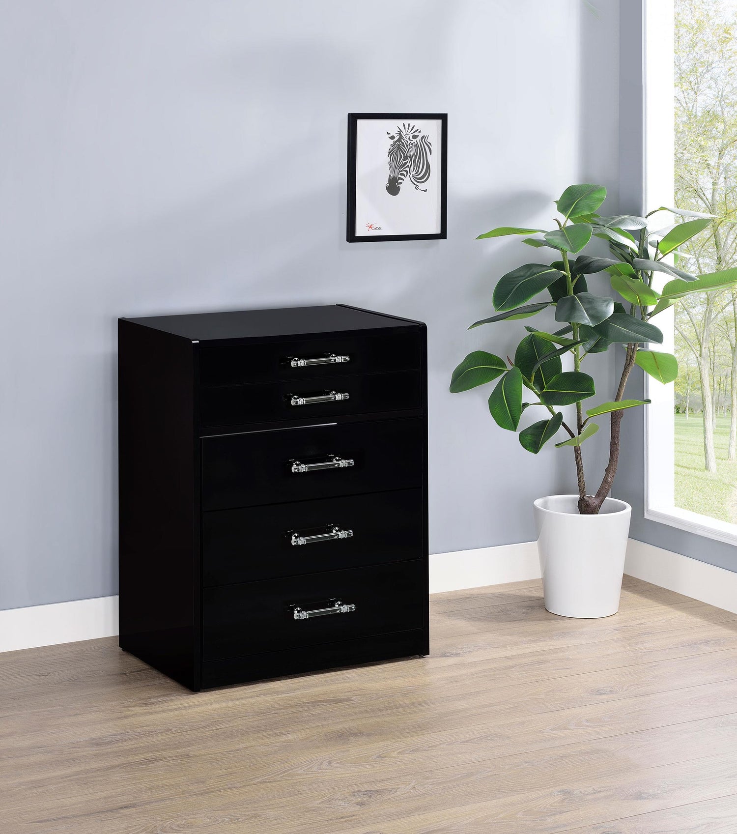 Coaster Danbury 3-drawer Makeup Vanity & Stool Set Black High Gloss