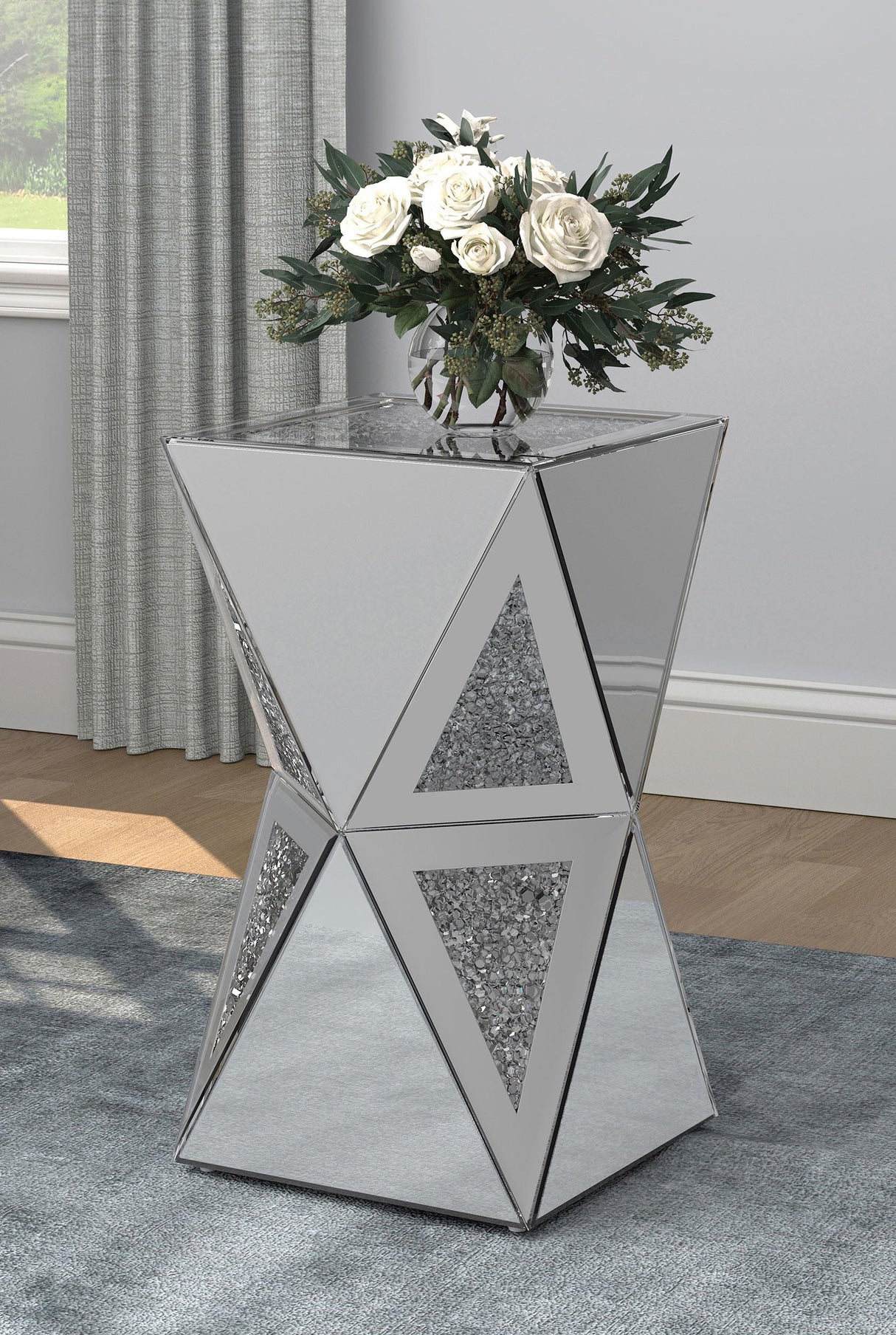 Coaster Matheo Square Geometric Mirrored Acrylic Side Table Silver