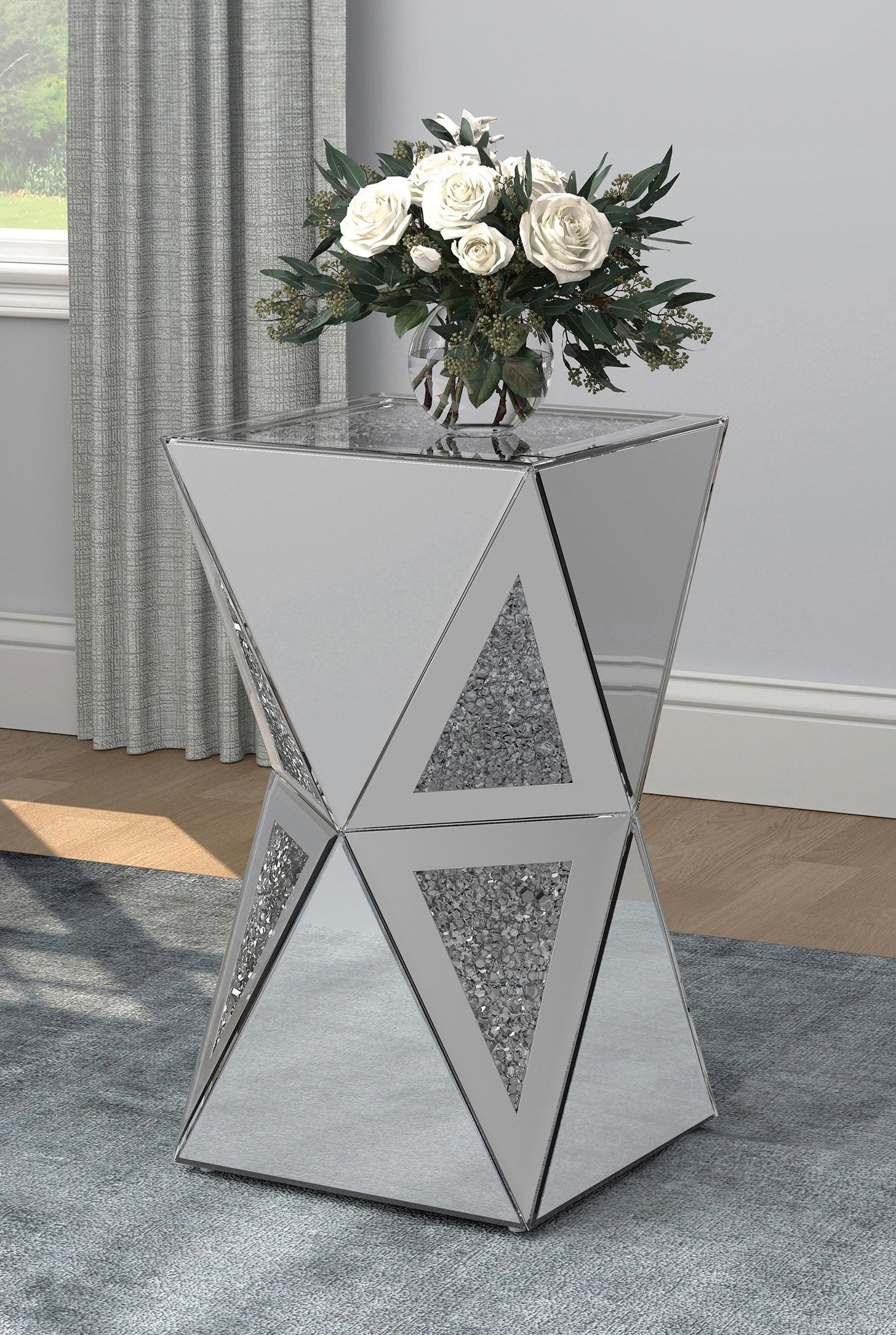 Coaster Matheo Square Geometric Mirrored Acrylic Side Table Silver