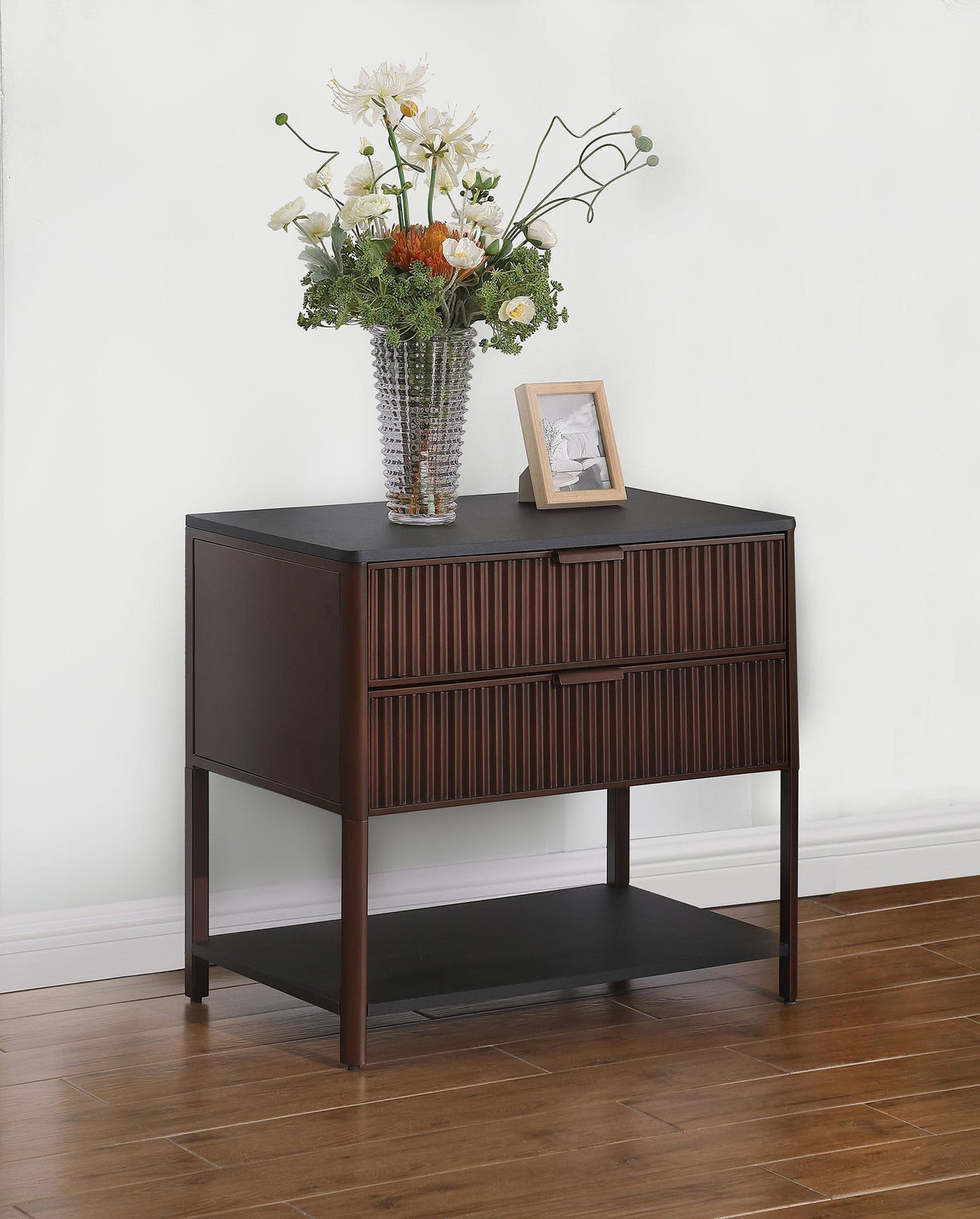 Coaster Zimmerlee 2-drawer Side Table with Shelf Rust Brown