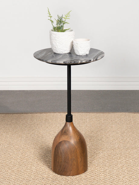 Coaster Ophelia Round Marble Top Accent Side Table Black
