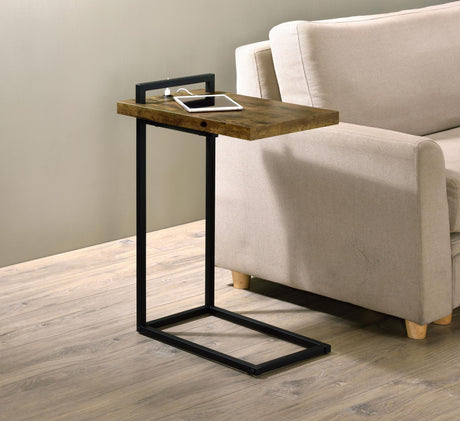 Coaster Maxwell C-shaped Side Table USB Charging Rustic Nutmeg