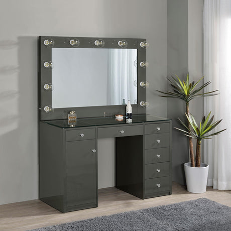Coaster Acena 7-drawer Vanity Set with Lighting Grey High Gloss