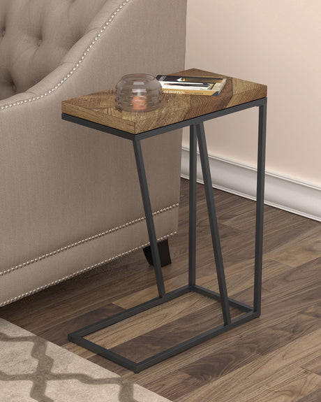 Coaster Sergio Engineered Wood C-Shaped Side Table Rustic Tobacco