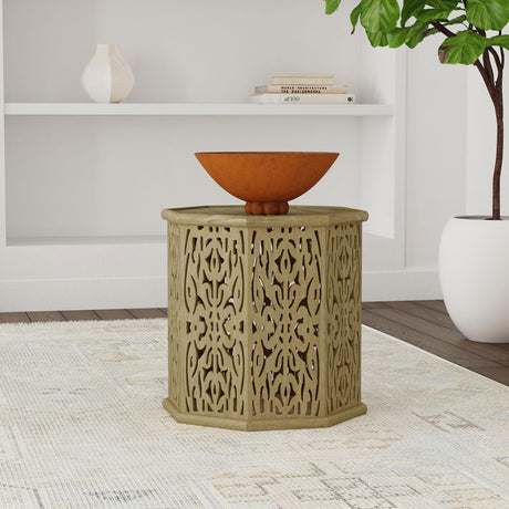 Coaster Torres Octagonal Solid Mango Wood Side Table Natural Brown