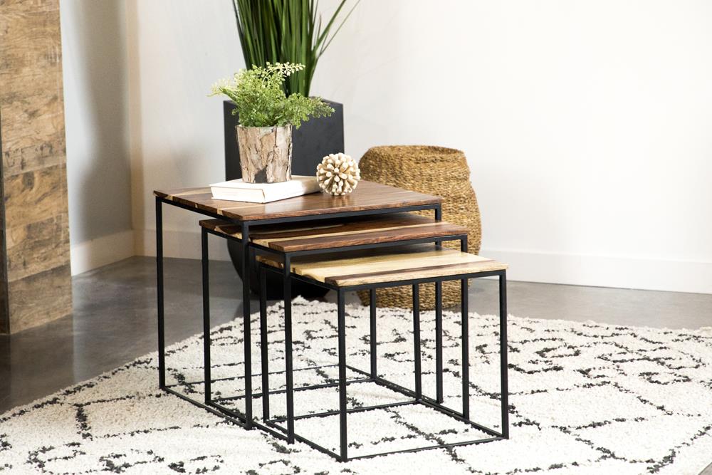 Coaster Belcourt 3-piece Square Nesting Tables Natural and Black