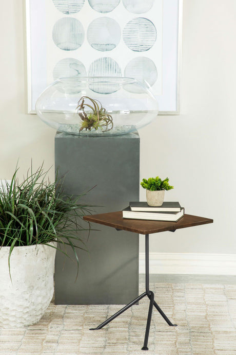 Coaster Heitor Square Wood Top Accent Side Table Dark Brown