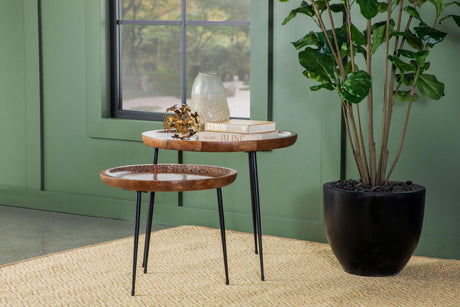 Coaster Nuala 2-piece Round Mango Wood Nesting Tables Honey