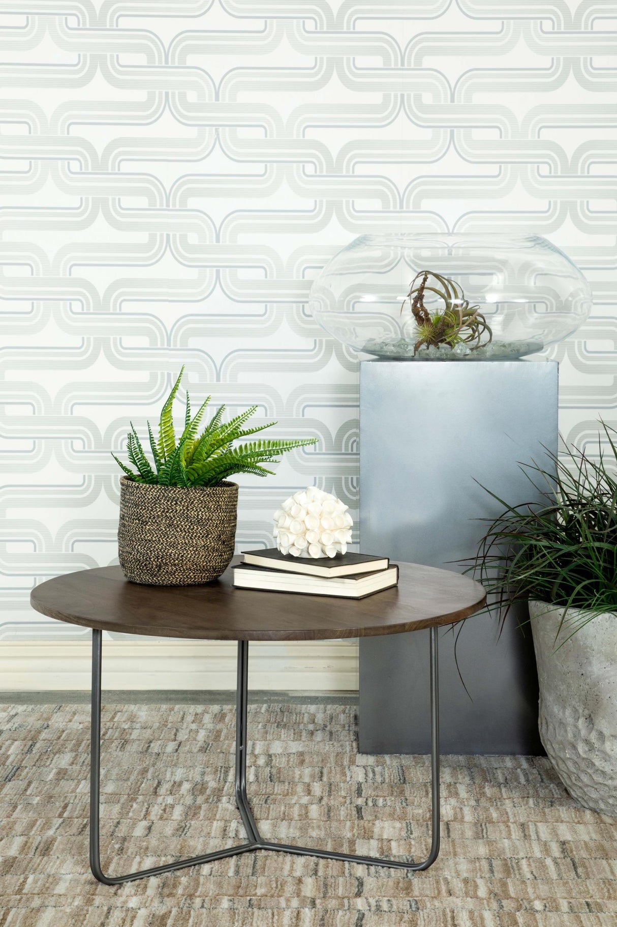 Coaster Yaritza Round Mango Wood Coffee Table Natural and Gunmetal