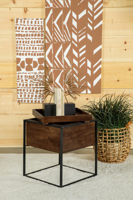 Coaster Ondrej Square Accent Side Table Removable Tray Dark Brown