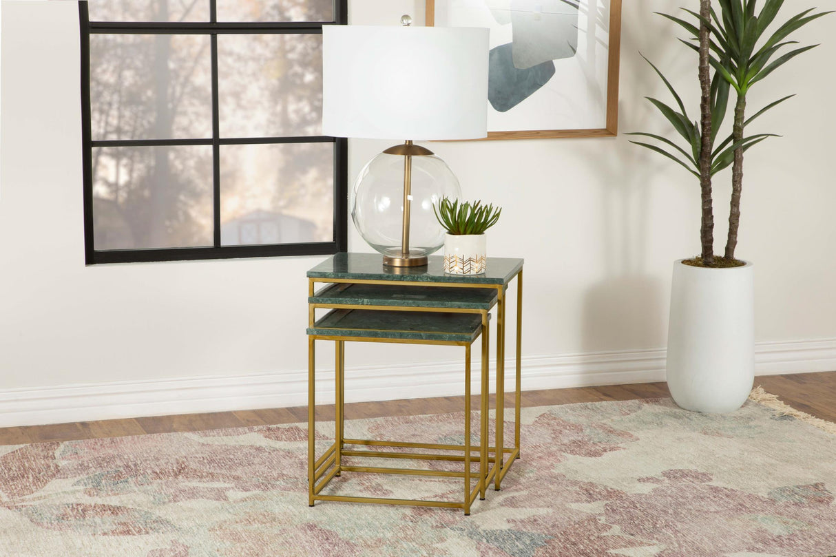 Coaster Medora 3-piece Marble Top Nesting Table Set Green