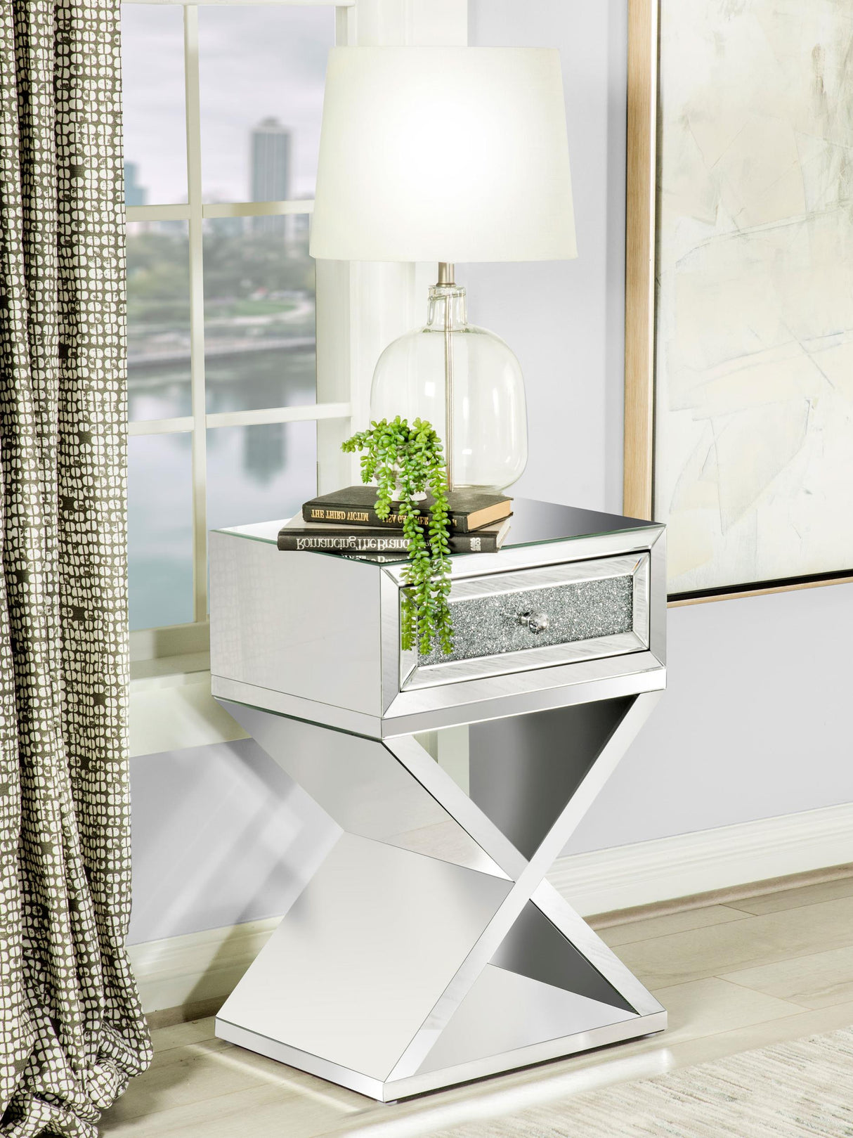 Coaster Hazel 1-drawer Mirrored Accent Side Table Silver
