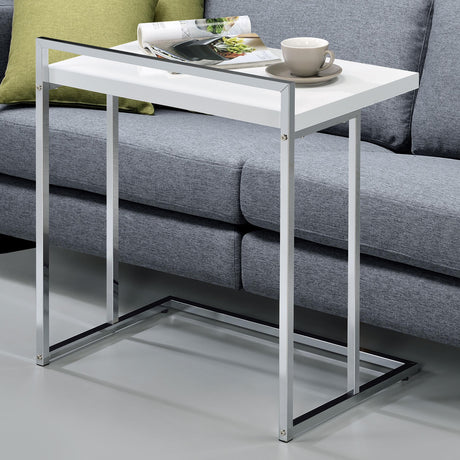 Coaster Dani Rectangular C-Shaped Sofa Side Table White High Gloss