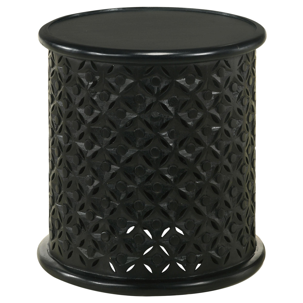 Coaster Krish 18-inch Round Mango Wood Side Table Black Stain