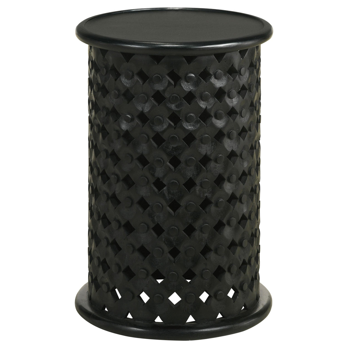 Coaster Krish 24-inch Round Mango Wood Side Table Black Stain
