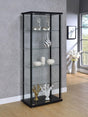 Coaster Delphinium 5-shelf Clear Glass Curio Display Cabinet Black