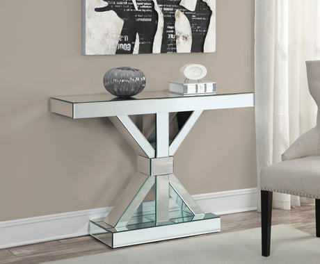 Coaster Lurlynn X-shaped Mirrored Entryway Console Table Silver