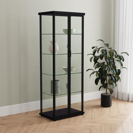 Coaster Aero 4-shelf Display Curio Cabinet with LED Lighting Black