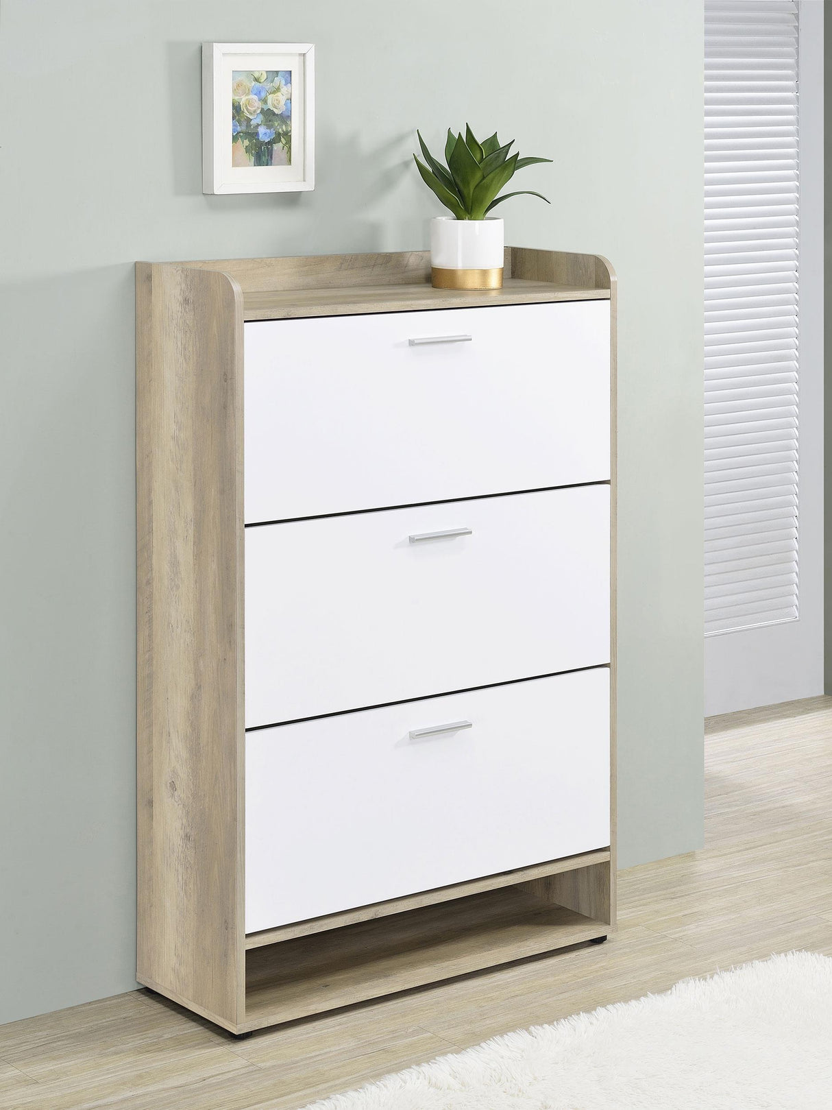 Coaster Denia 3-tier Engineered Wood Shoe Cabinet White