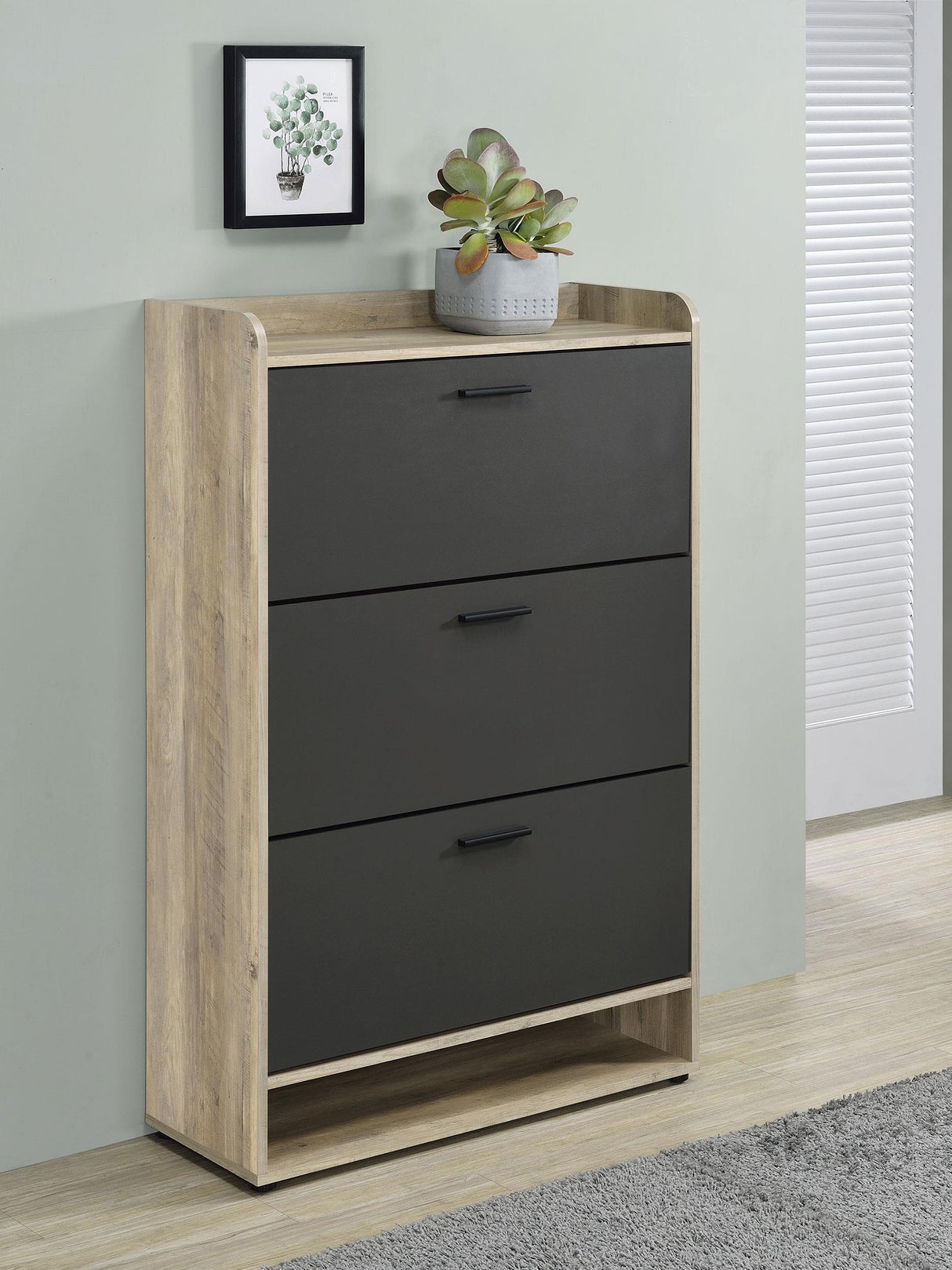 Coaster Denia 3-tier Engineered Wood Shoe Cabinet Grey