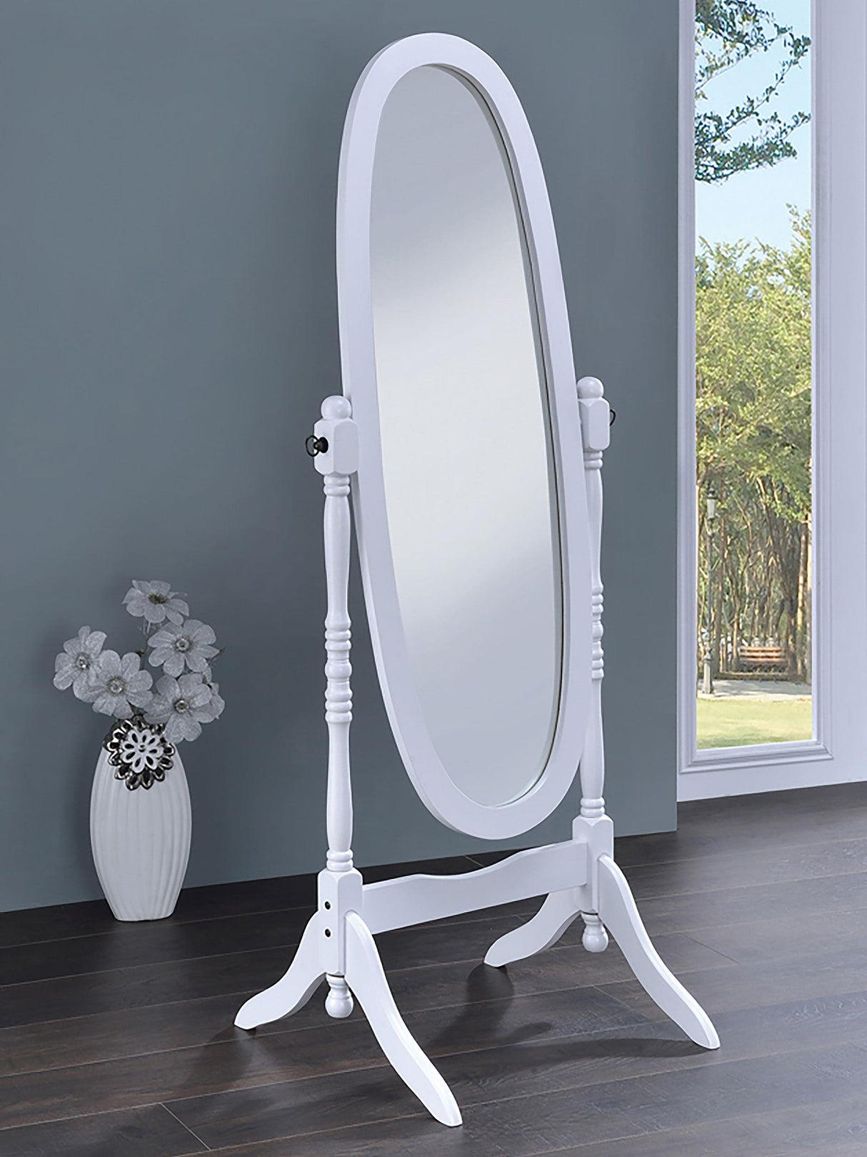 Coaster Foyet Wood Adjustable Full Length Cheval Mirror White