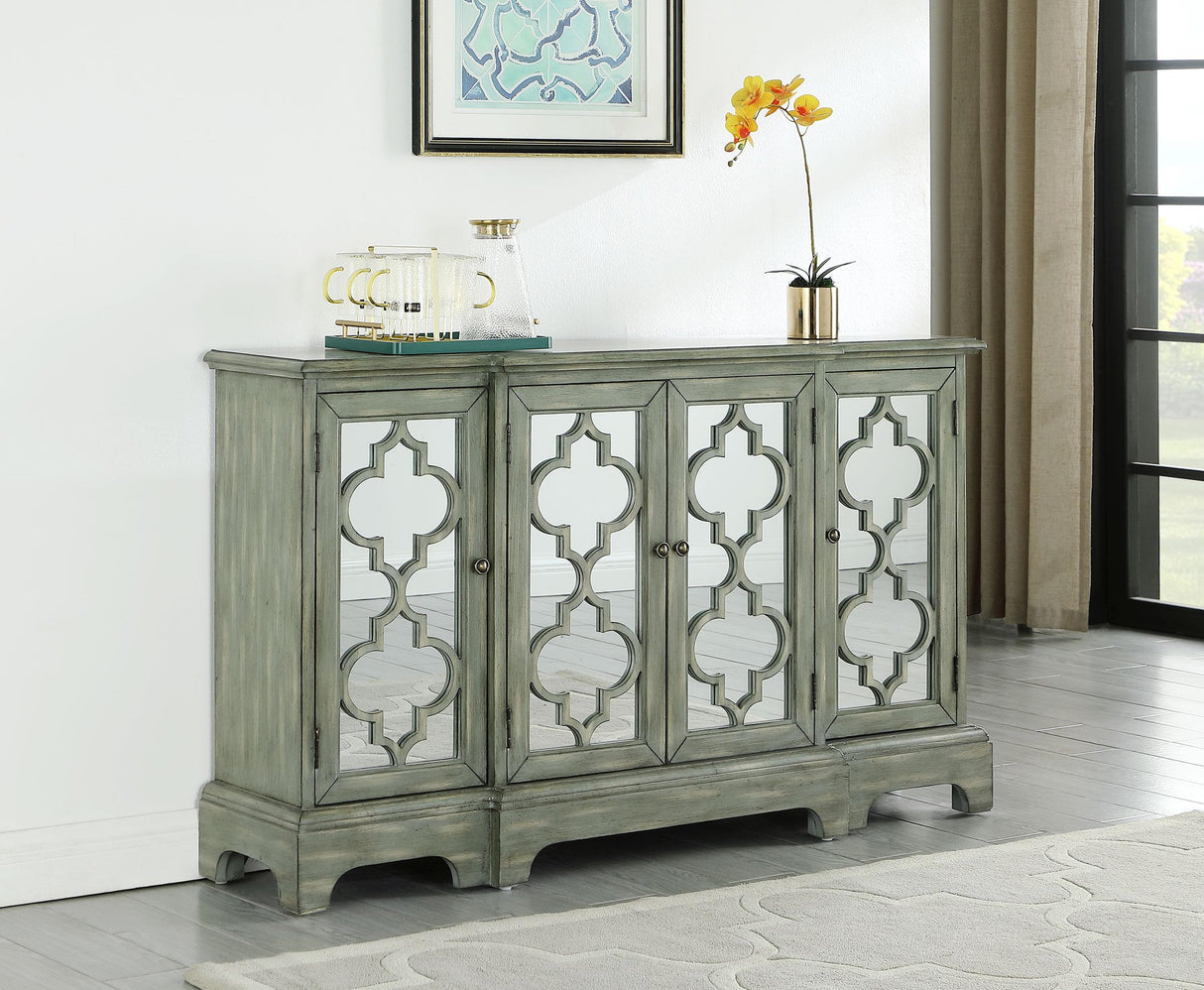 Coaster Erigeron 4-door Wood Trellis Storage Accent Cabinet Grey