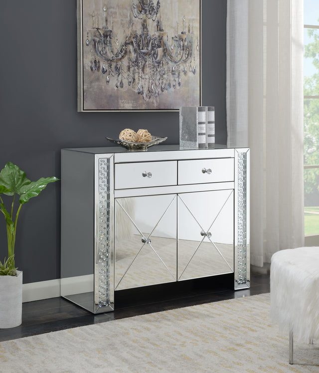 Coaster Maya 2-drawer Mirrored Storage Accent Cabinet Silver