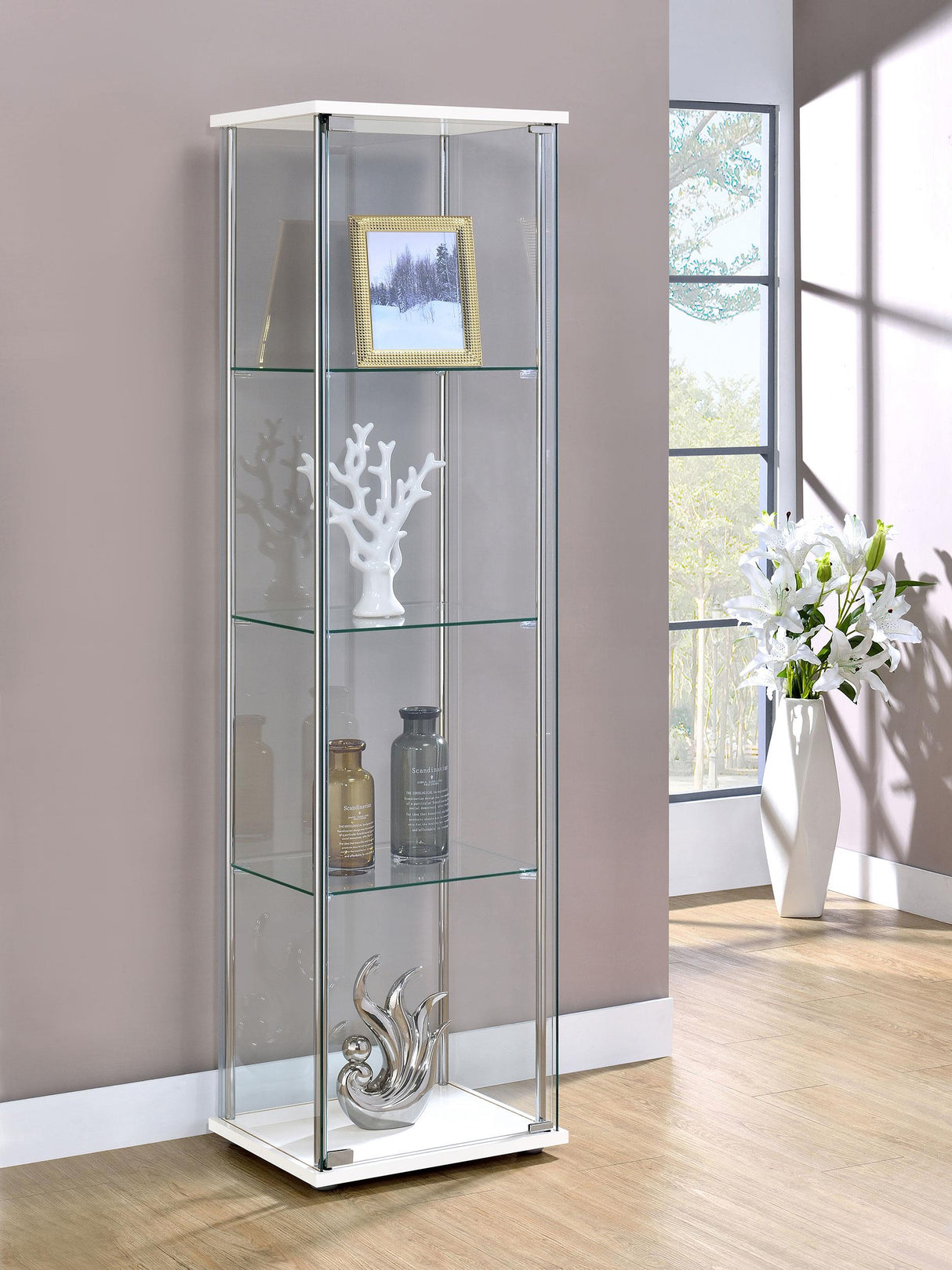 Coaster Bellatrix 4-shelf Clear Glass Curio Cabinet White