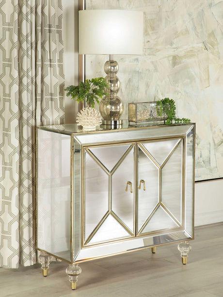 Coaster Lupin 2-door Mirrored Storage Accent Cabinet Champagne
