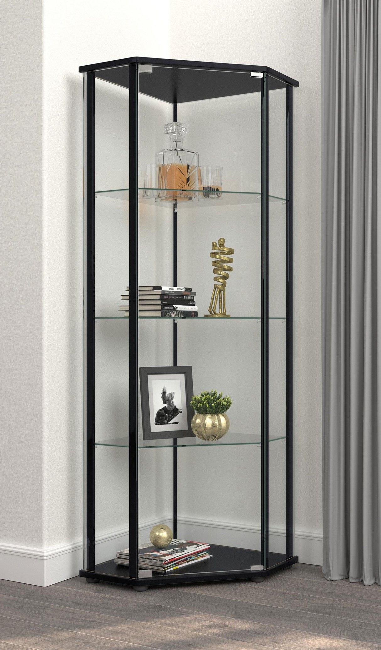 Coaster Zenobia 4-shelf Curio Cabinet Display Case Black