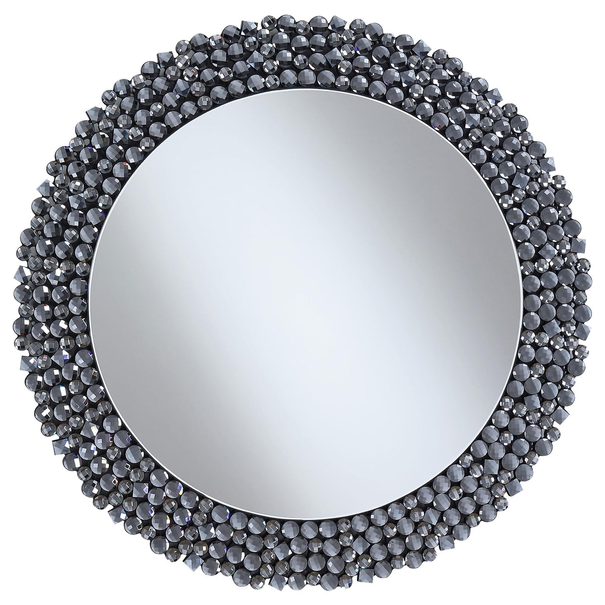 Coaster Claudette 32 x 32 Inch Round Crystal Wall Mirror Grey
