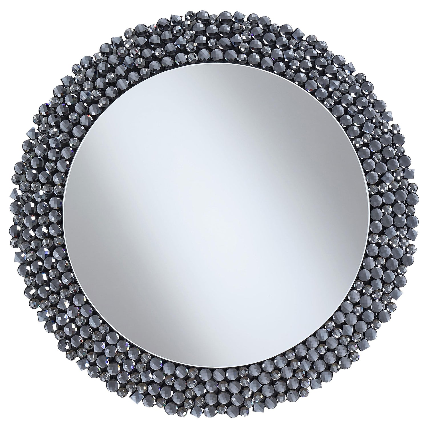 Coaster Claudette 32 x 32 Inch Round Crystal Wall Mirror Grey
