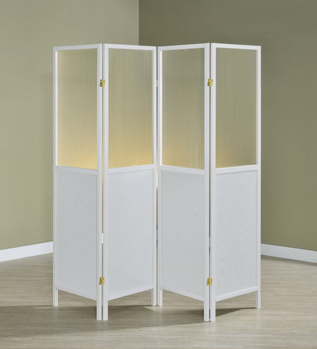 Coaster Mattison 4-Panel Room Divider Folding Shoji Screen White