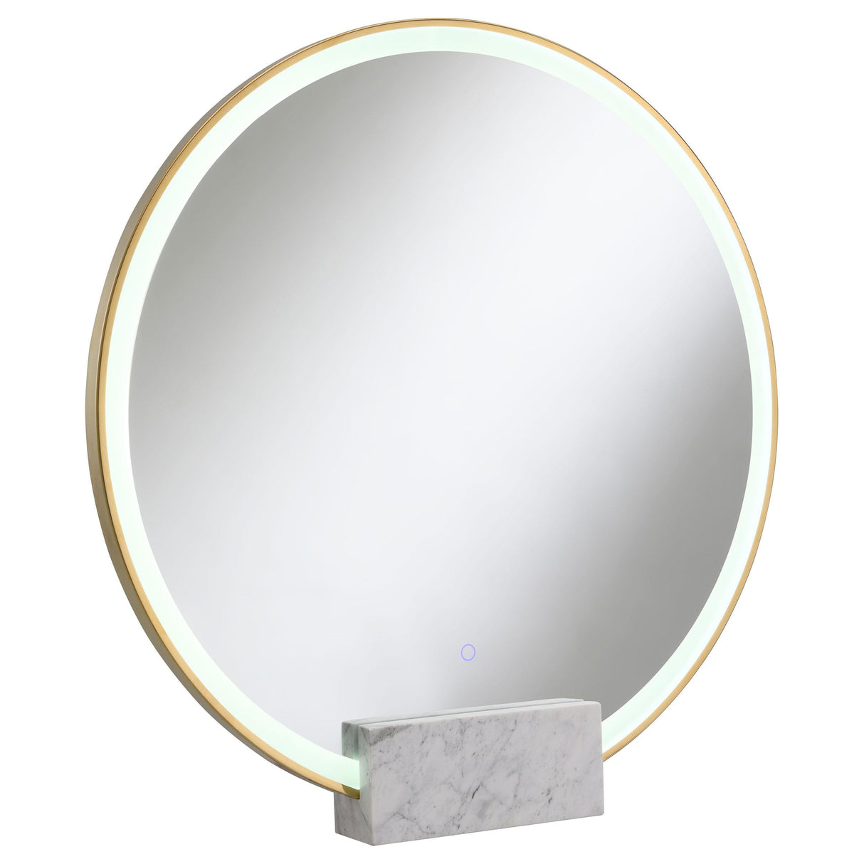 Coaster Jocelyn Round LED Vanity Mirror White Marble Base Gold