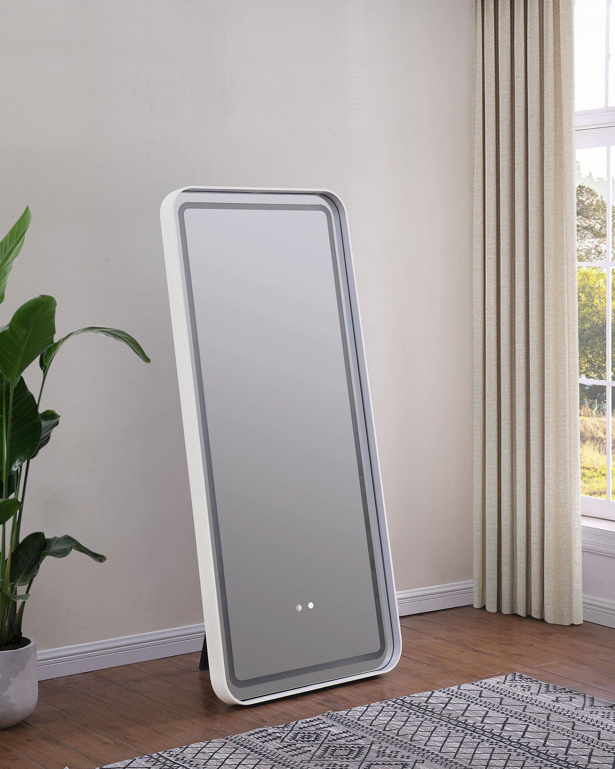 Coaster Glendora 32 x 71 Inch LED Standing Mirror BT Speakers Black
