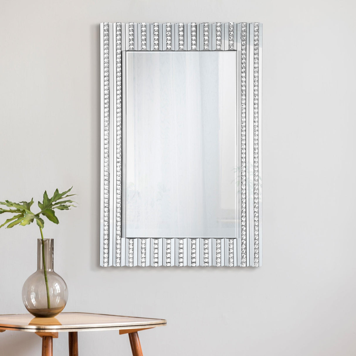 Coaster Aideen 32 x 47 Inch Acrylic Crystal Wall Mirror Silver