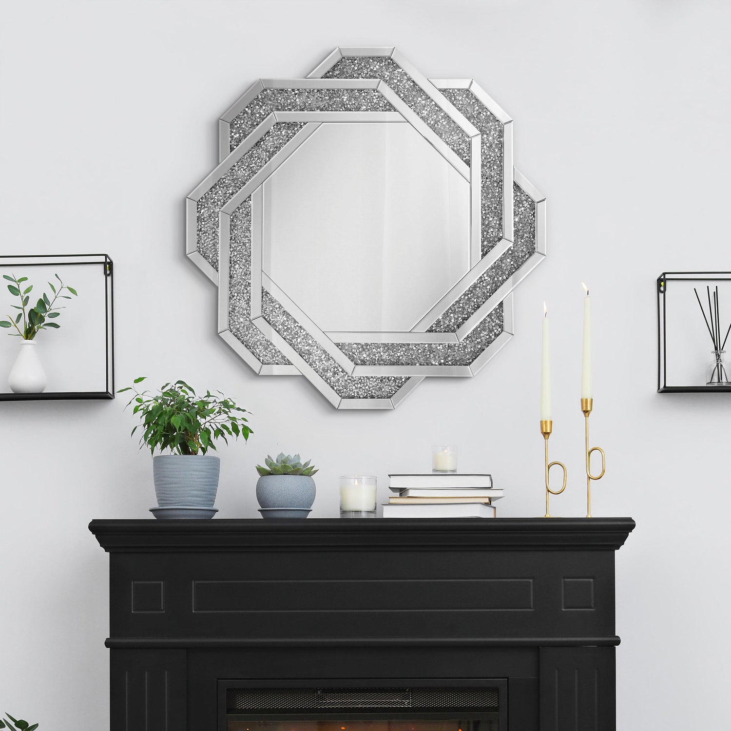 Coaster Mikayla 40 x 40 Inch Braided Frame Wall Mirror Silver