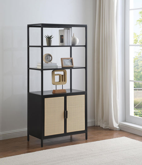 Coaster Amherst 3-shelf Radio Weave Cane Metal Accent Cabinet Black