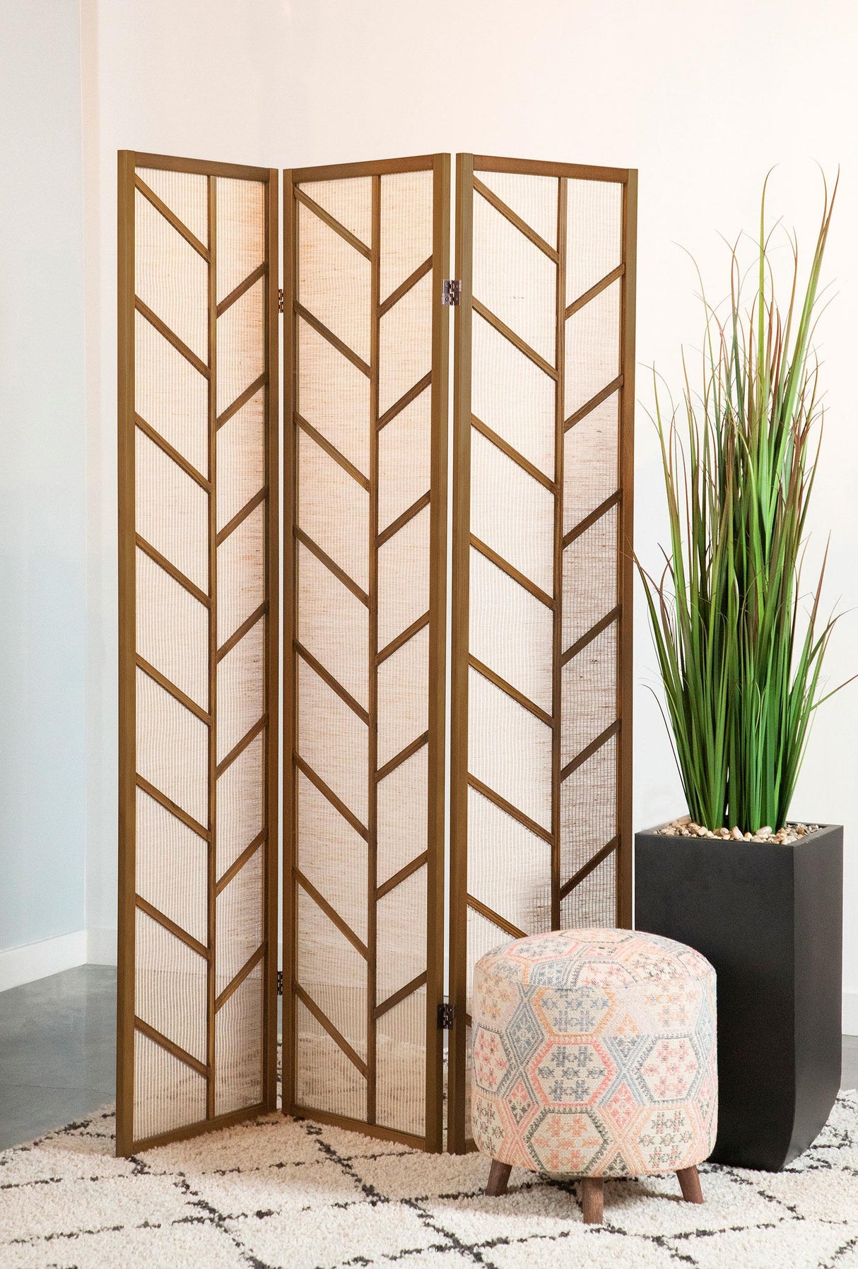 Coaster Mila 3-Panel Room Divider Folding Shoji Screen Walnut