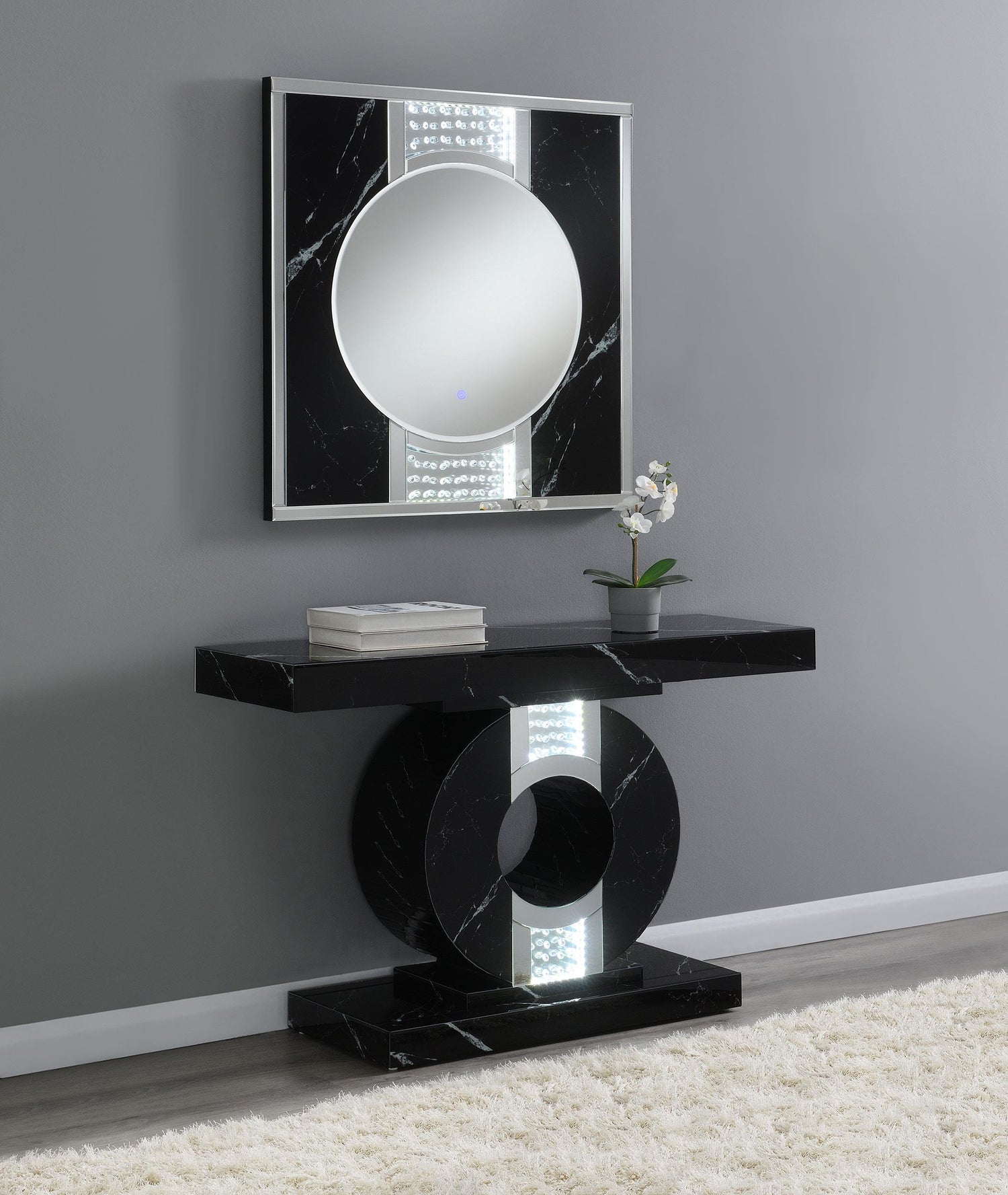 Coaster Carter 34 x 36 Inch Square LED Light Wall Mirror Black