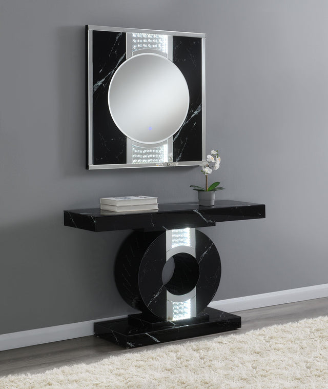 Coaster Carter 34 x 36 Inch Square LED Light Wall Mirror Black