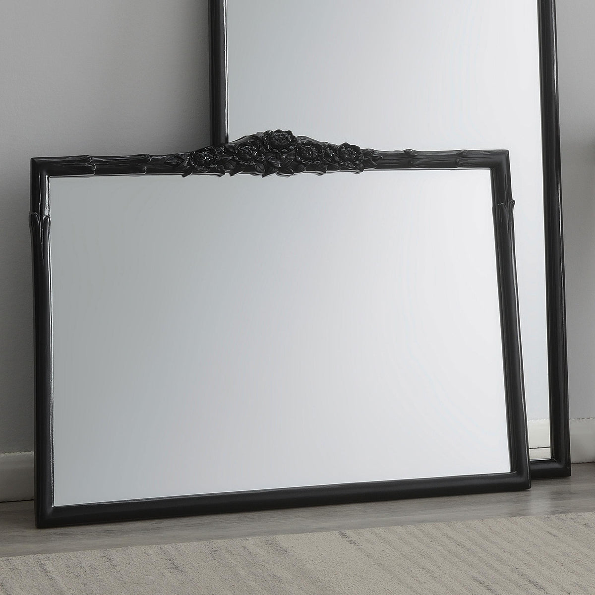 Coaster Sylvie 40 x 30 Inch French Provincial Mantle Mirror Black