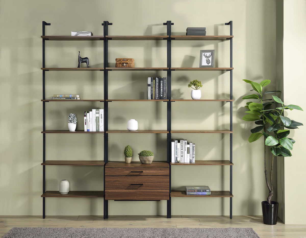 Coaster Owens 3-piece 96-inch Wall Mounted Bookshelf Set Walnut