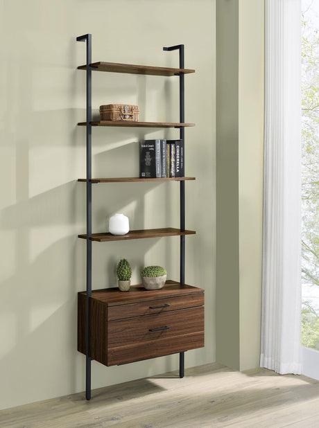 Coaster Owens 96-inch 4-shelf Storage Wall Bookshelf Walnut