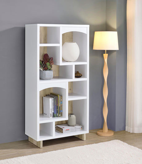 Coaster Dalton 65-inch 6-shelf Bookcase White and Distressed Pine